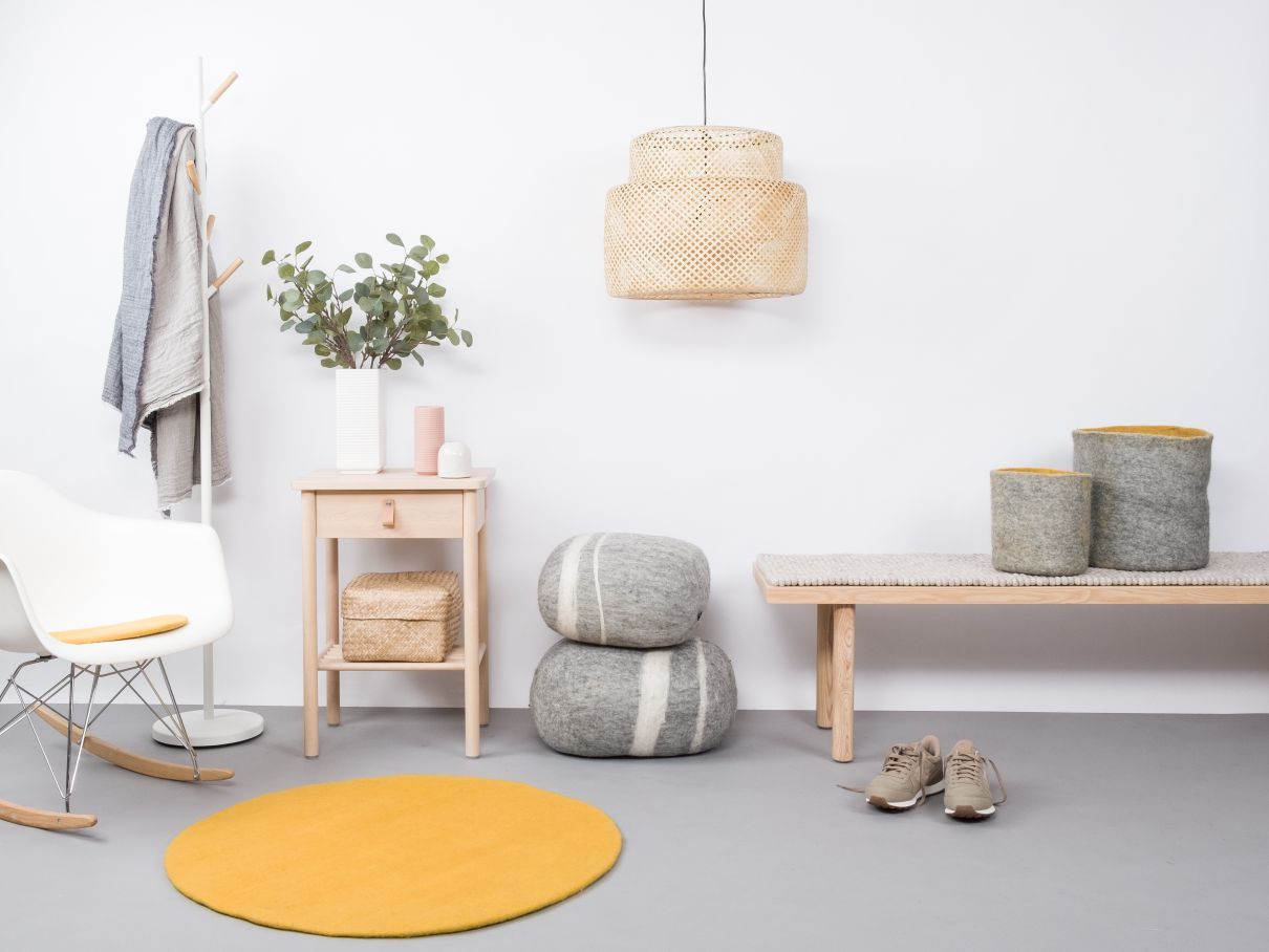Mono Rund Filzteppich Ø 160 cm myfelt  Klara (senfgelb)