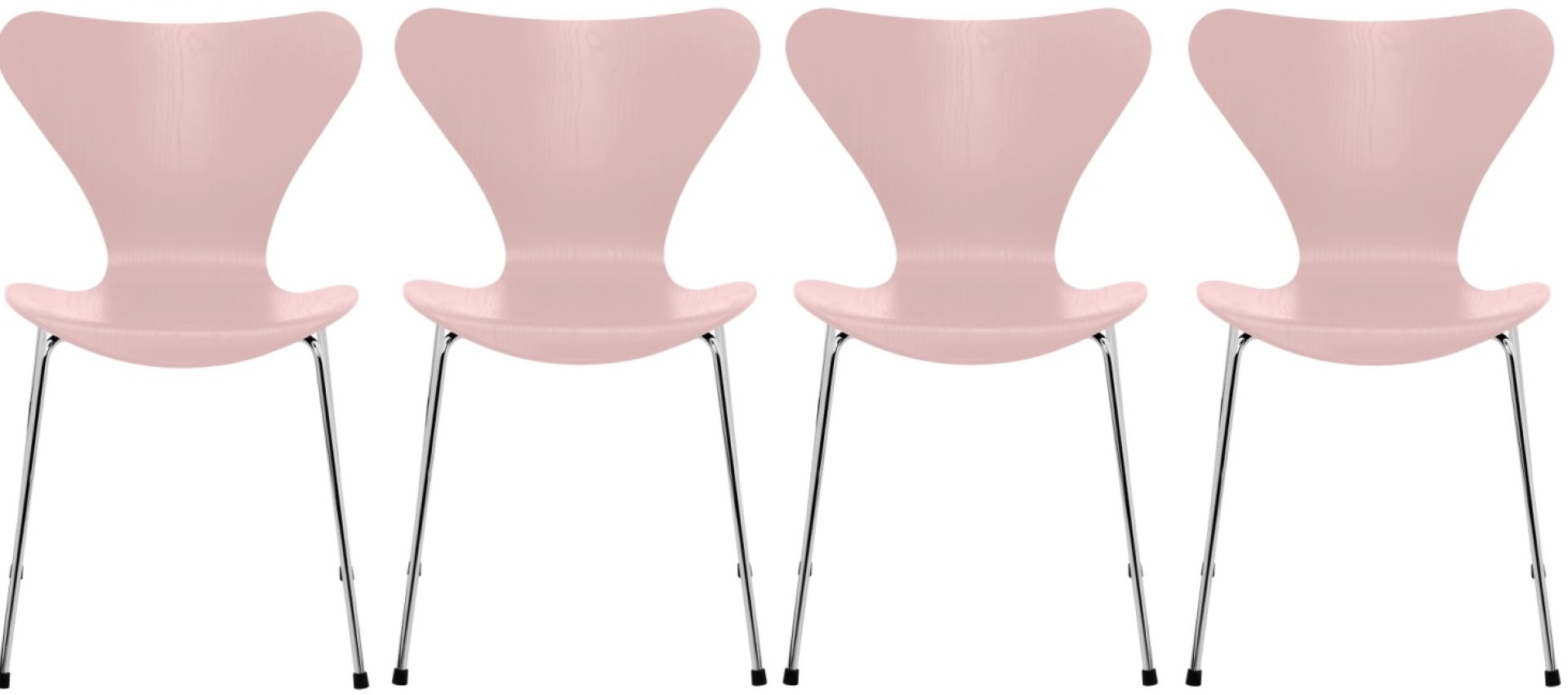 Siebener / Serie Stuhl 3107 Esche 4-er Set Fritz Hansen Pale pink