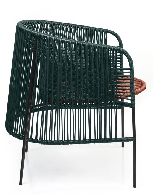 Caribe Chic Lounge Chair Loungesessel Outdoor ames Moosgrün / Kupfer / Schwarz