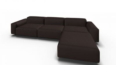 Soft Modular Sofa 3-Sitzer mit Chaise Longue Laser nero / moorbraun Vitra