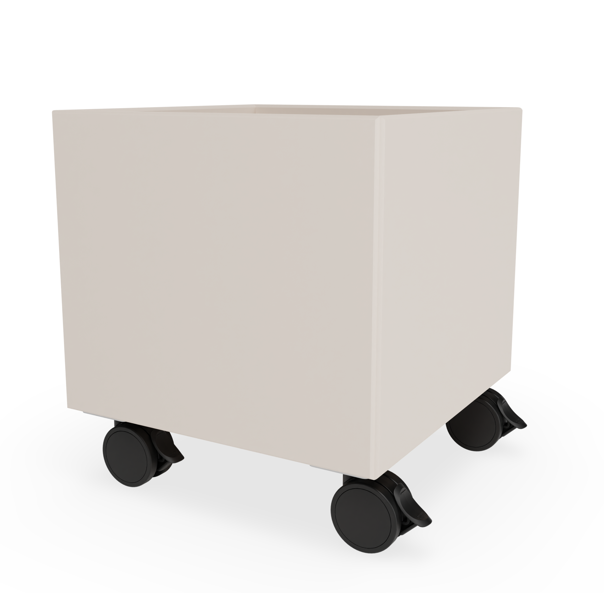 Beige Montana Mini Play Aufbewahrungsbox mit schwarzen Rollen. Flexible Aufbewahrung für Kinderzimmer.