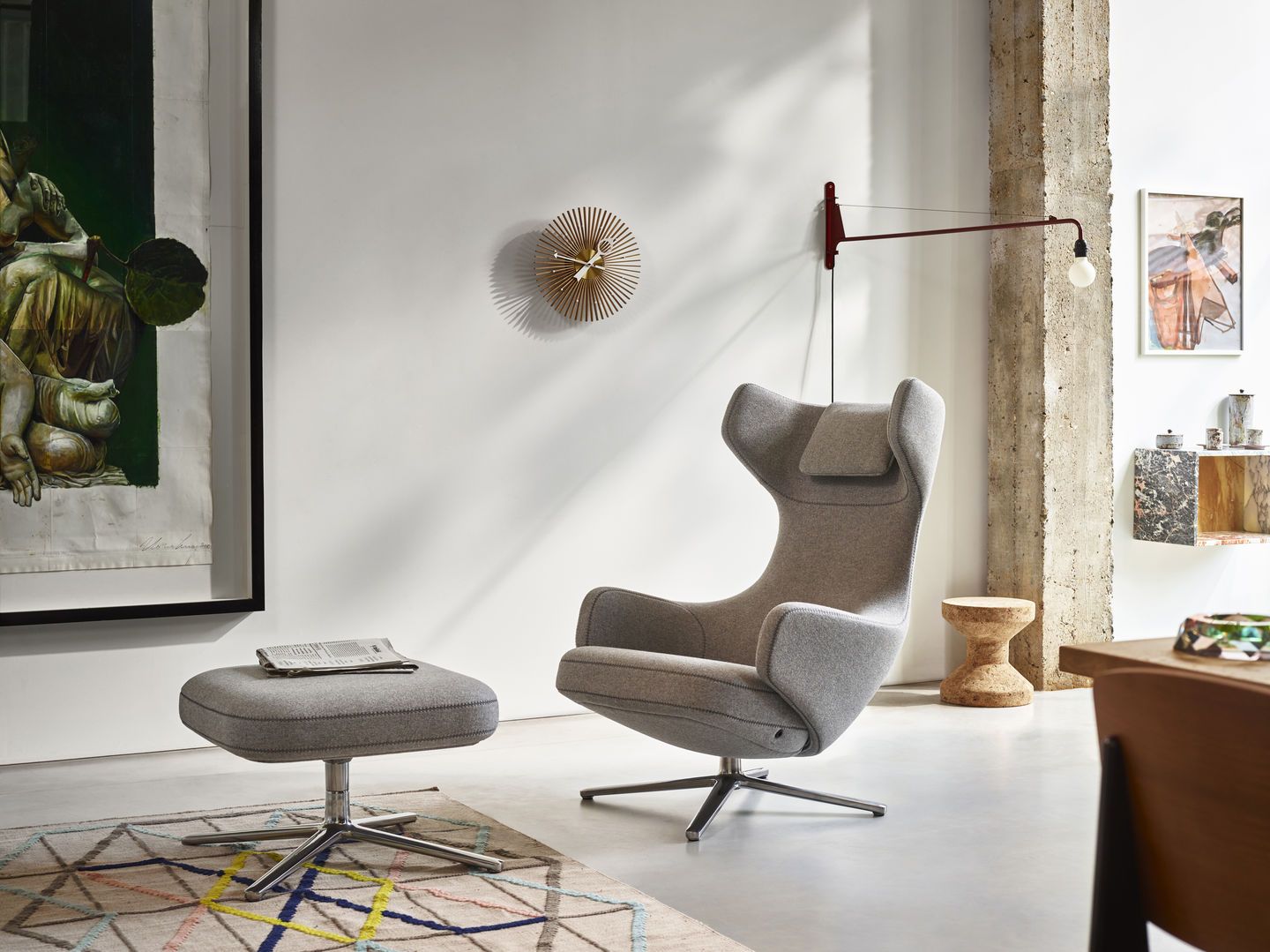 Grand Repos Sessel & Ottoman Vorzugskombination Vitra Cosy Kieselstein 40 cm
