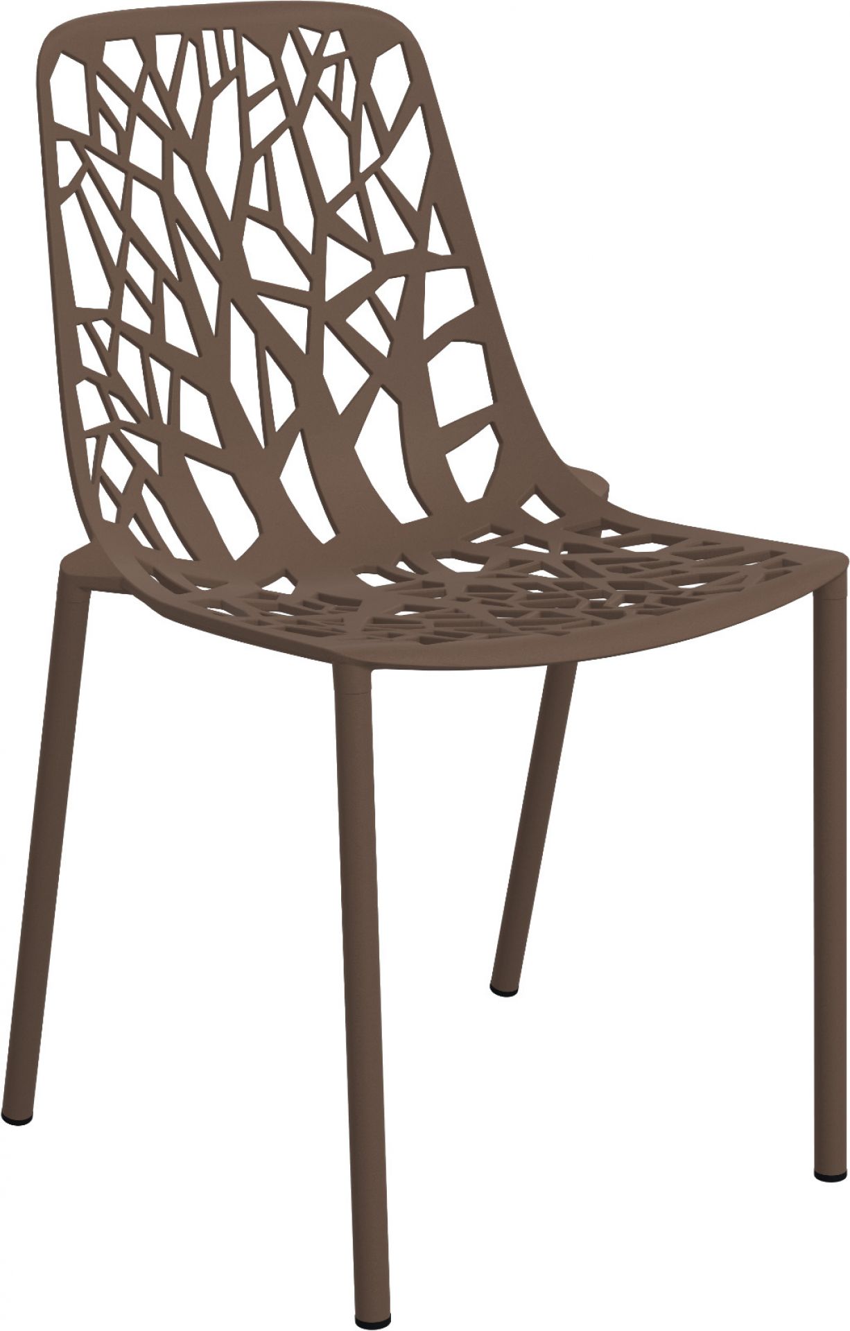 Forest Outdoor Stuhl in Maracuja-Farbe mit Baumdesign, ideal für Garten und Terrasse.