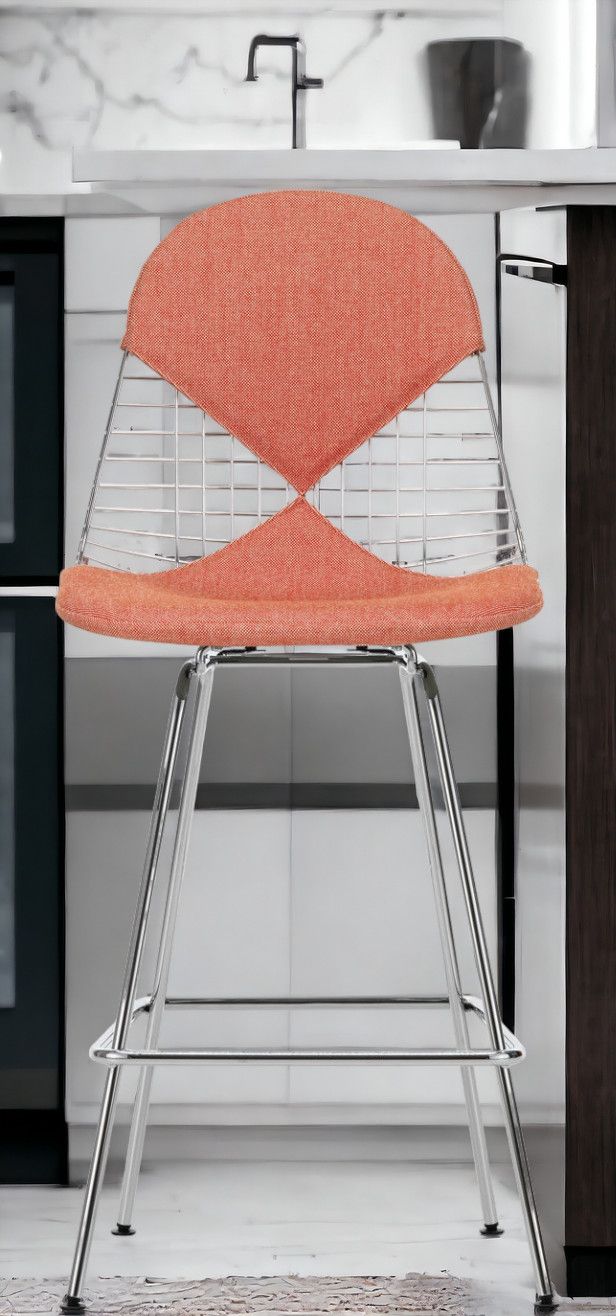 Eames Wire Bar Stool Barhocker Medium mit Sitz- und Rückenpolster Vitra