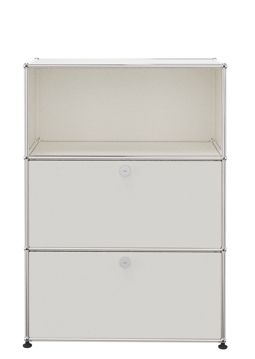 USM Haller Highboard mit 2 Klappen und 1 Fach offen-reinweiß