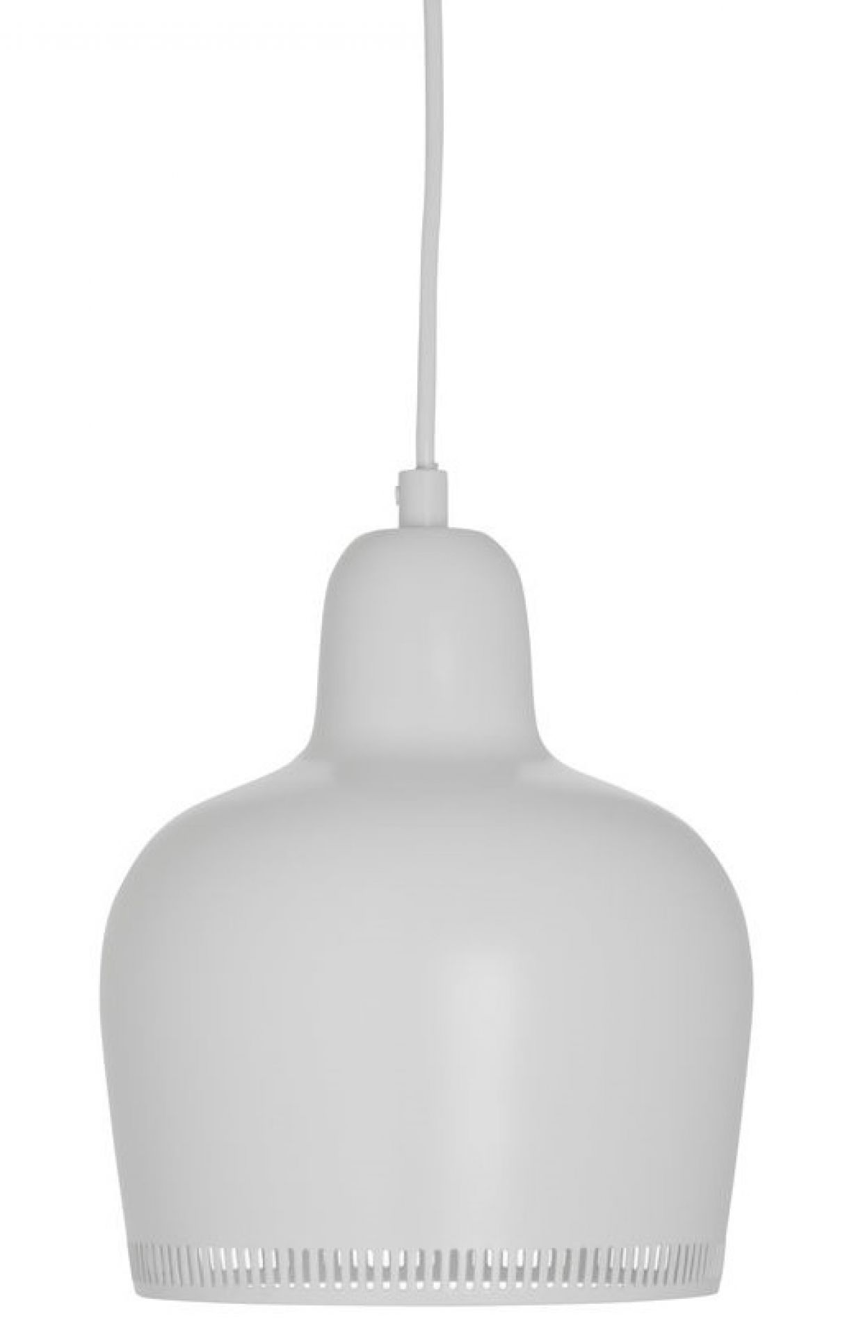 Weiße A330S Golden Bell Pendelleuchte von Artek, moderne Hängelampe für Wohnzimmer und Esszimmer.