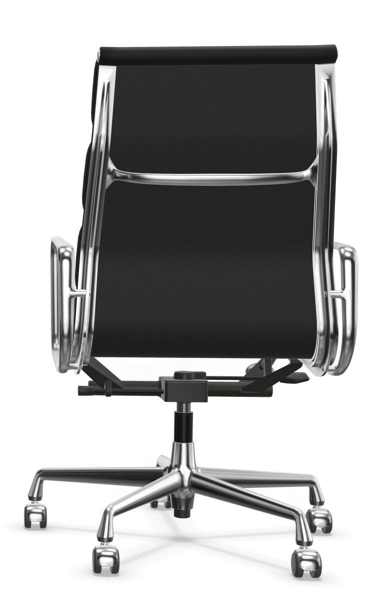 Soft Pad Chair EA219 / EA 219 Sessel Vitra Leder Premium F mit Kontrastnaht, schwarz, Gestell verchromt