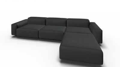 Soft Modular Sofa 3-Sitzer mit Chaise Longue Laser dunkelgrau Vitra