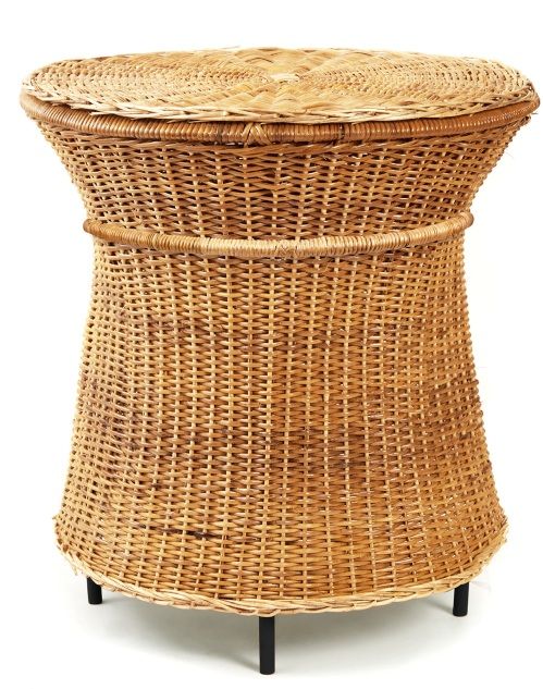 Caribe Natural Tall Side Table Beistelltisch Outdoor ames Rohes Naturmaterial / Schwarz