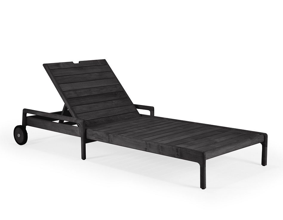Jack Outdoor verstellbare Liege Teak schwarz lackiert Ethnicraft