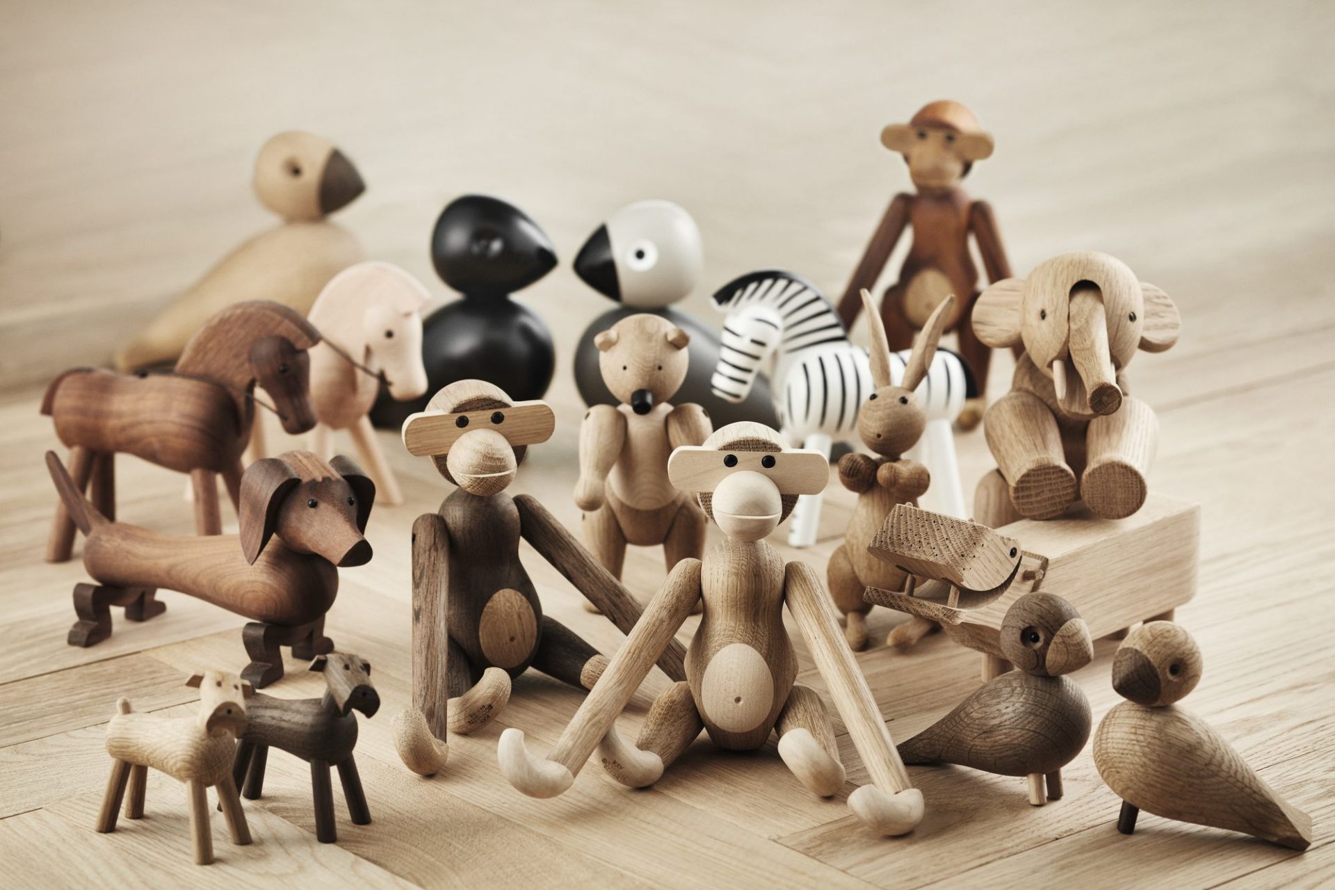 Affe klein Holzfigur Eiche / Ahorn Kay Bojesen