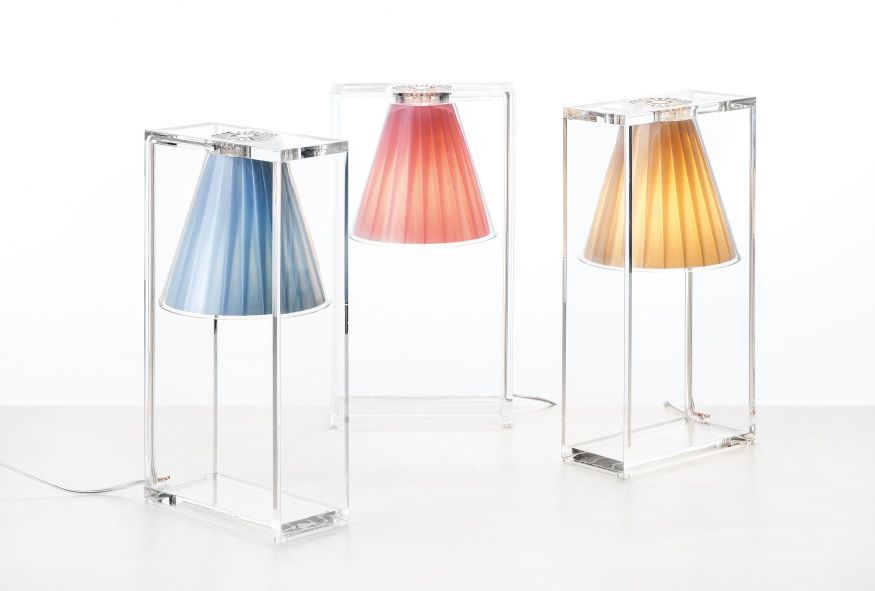 Light-Air Tischlampe mit Stoff bezogen Glasklar / Rosa Kartell