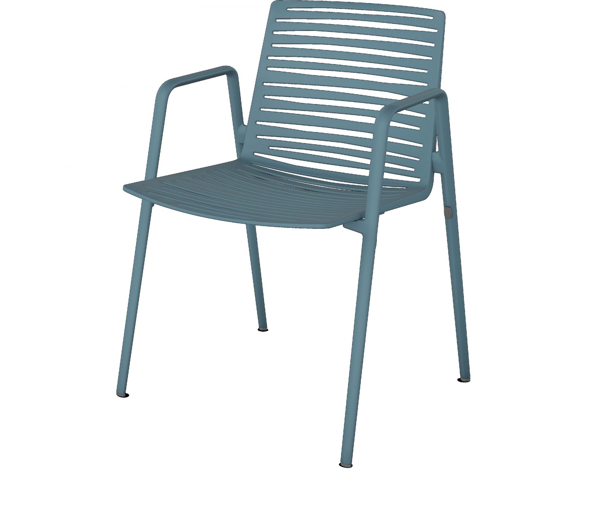 Zebra Stuhl mit Armlehnen Fast Zebra Stuhl mit Armlehnen Fast, blauer Gartenstuhl aus Aluminium mit horizontalen Streben.