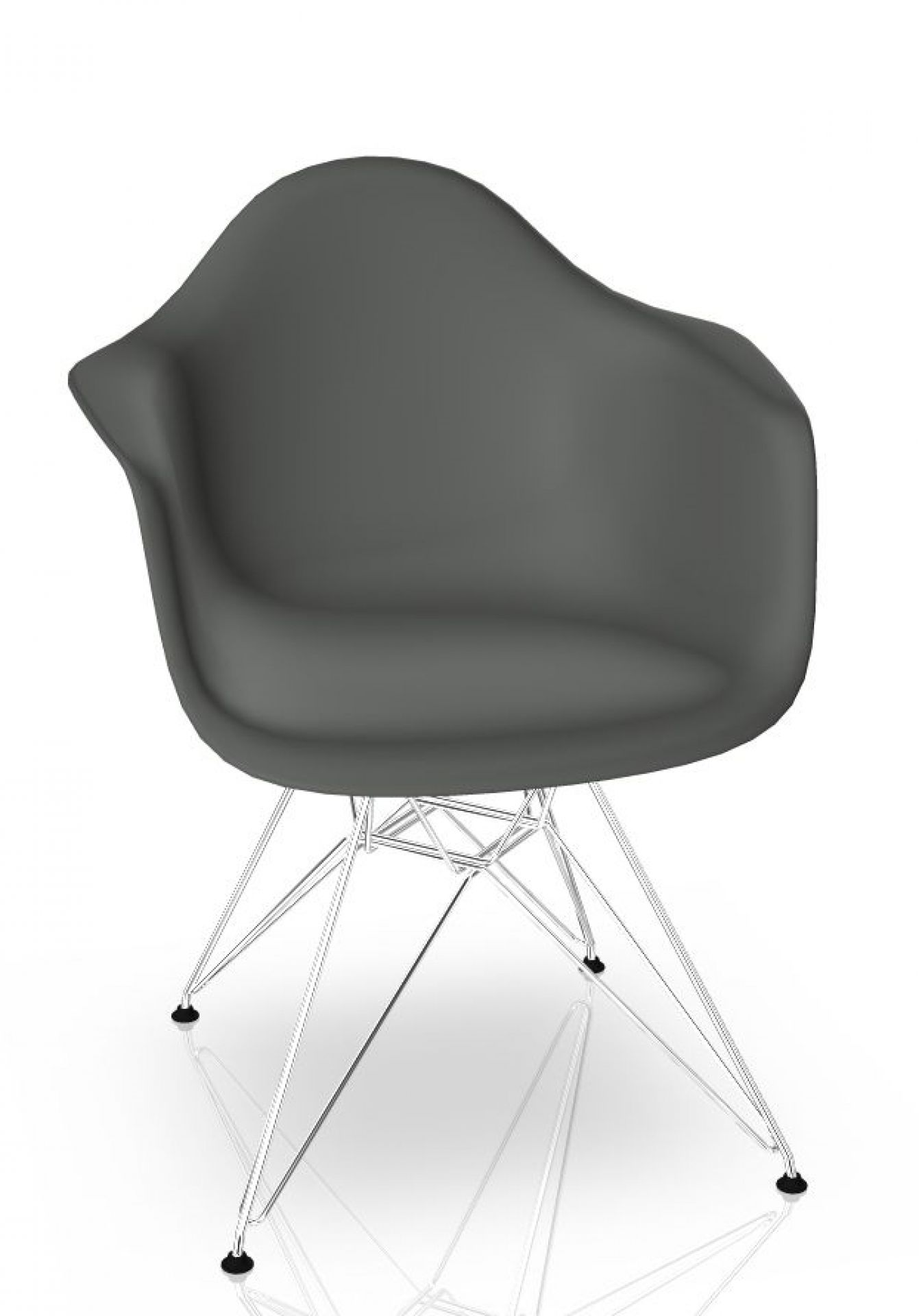 Eames Plastic Arm Chair DAR Stuhl Vitra Verchromt - Granitgrau