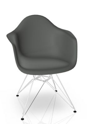 Eames Plastic Arm Chair DAR Stuhl Vitra Verchromt - Granitgrau