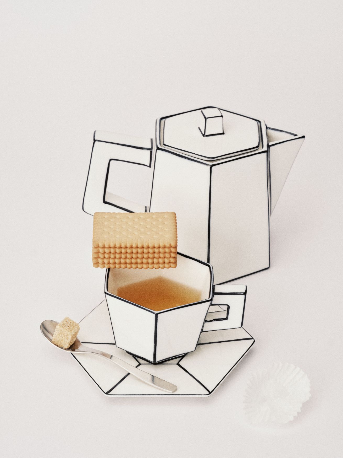 Capuucino Tasse Weiß/Schwarz Carte Blanche Serax  