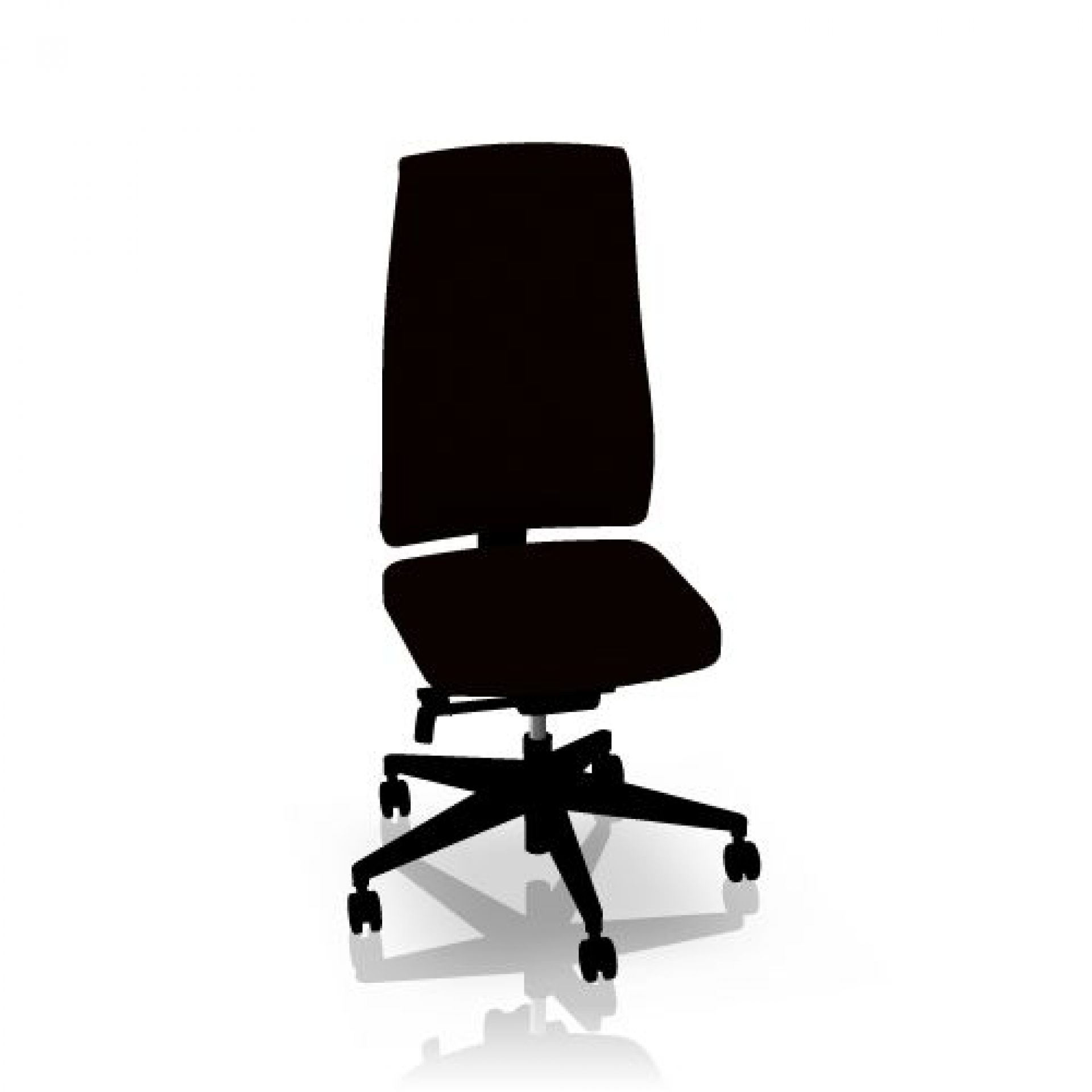 Schwarzer Goal Drehstuhl hoch von Interstuhl, ergonomischer Bürostuhl mit hoher Rückenlehne und Rollen.