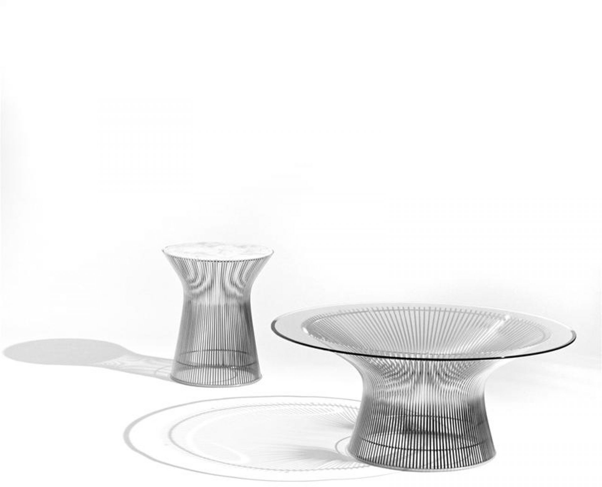 Platner Couchtisch Kristallglas / Nickel poliert Knoll International - QUICK SHIP