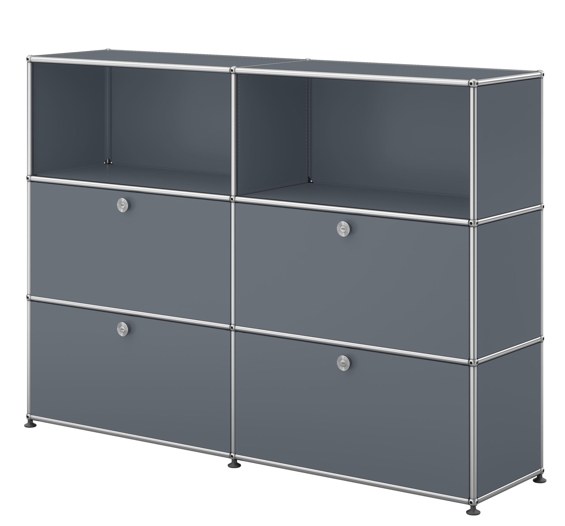 USM Haller Highboard 4 Klappen / 2 Offen Mittelgrau