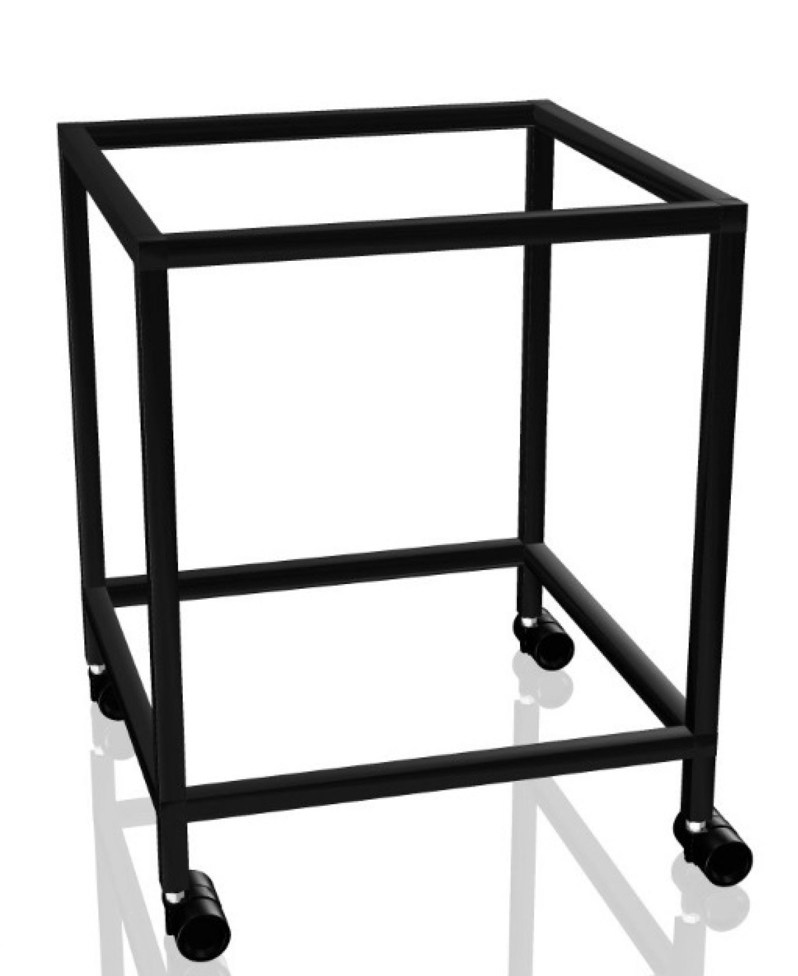 Schwarzes P4 Regalgestell von Palmberg mit einem Fach und Rollen für Büromöbel.