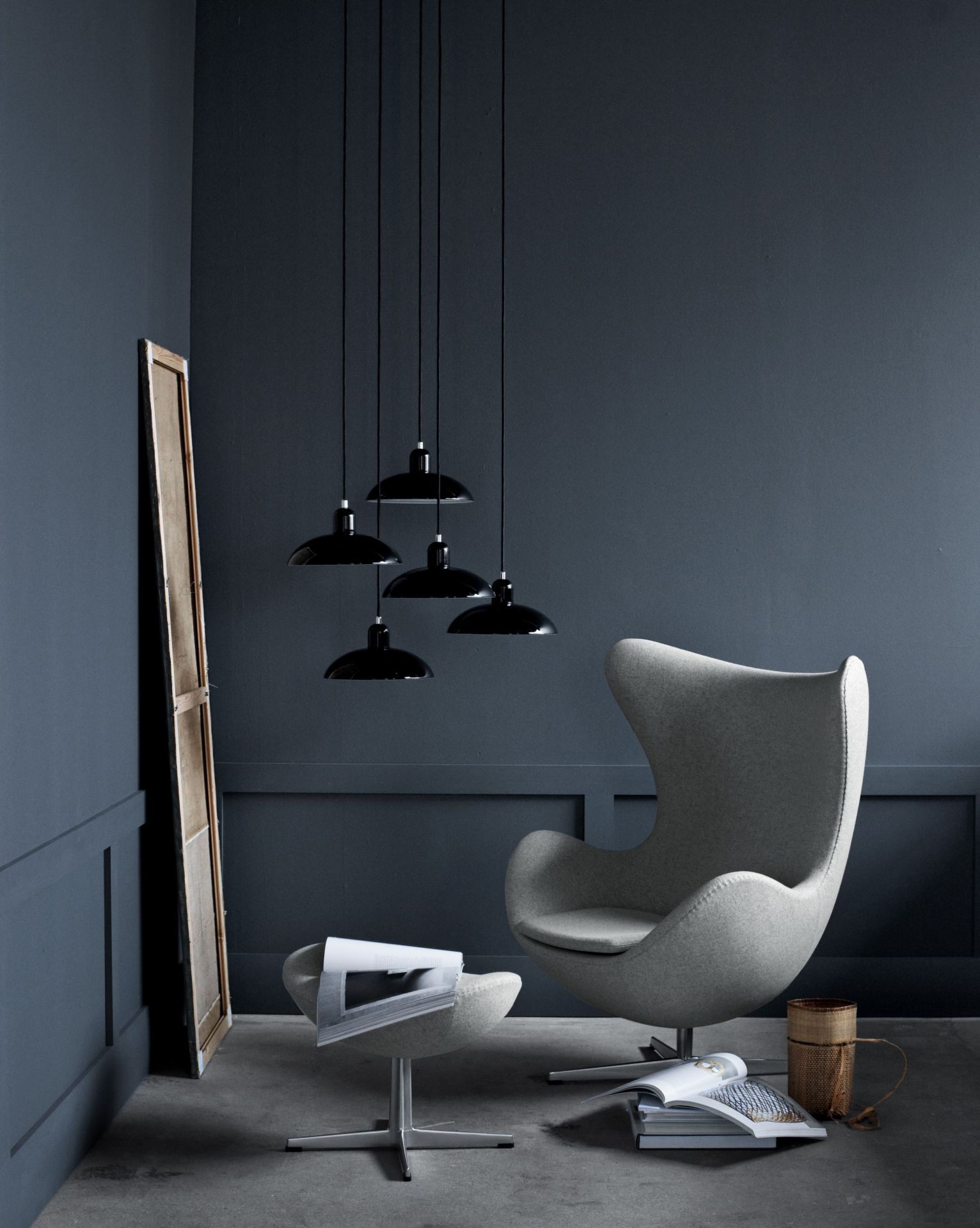 Egg Chair mit Hocker Re-wool Textile Stoff Fritz Hansen 