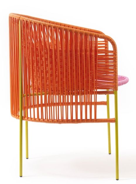 Caribe Dining Chair Stuhl Outdoor ames Orange / Kaugummirosa / Currygelb