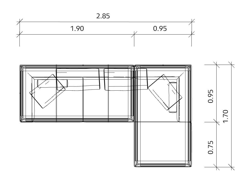 Jaan Living 3 Sitzer Sofa mit 2 Rückenkissen, 2 Komfortkissen & 2 Komfortrollen Kombi A21 Walter Knoll 