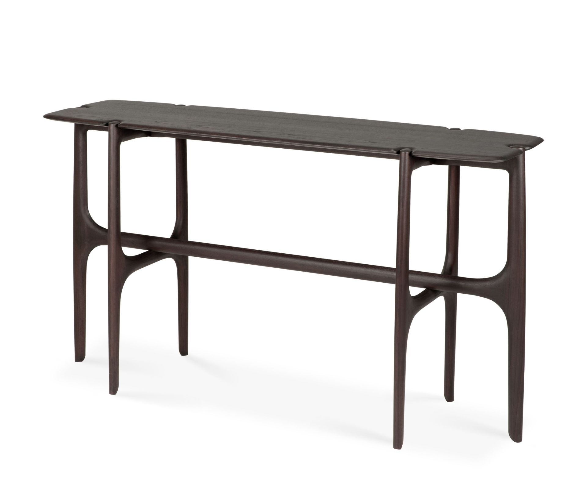 PI Konsole von Ethnicraft: Dunkelbrauner Holztisch mit sechs Beinen und minimalistischem Design.