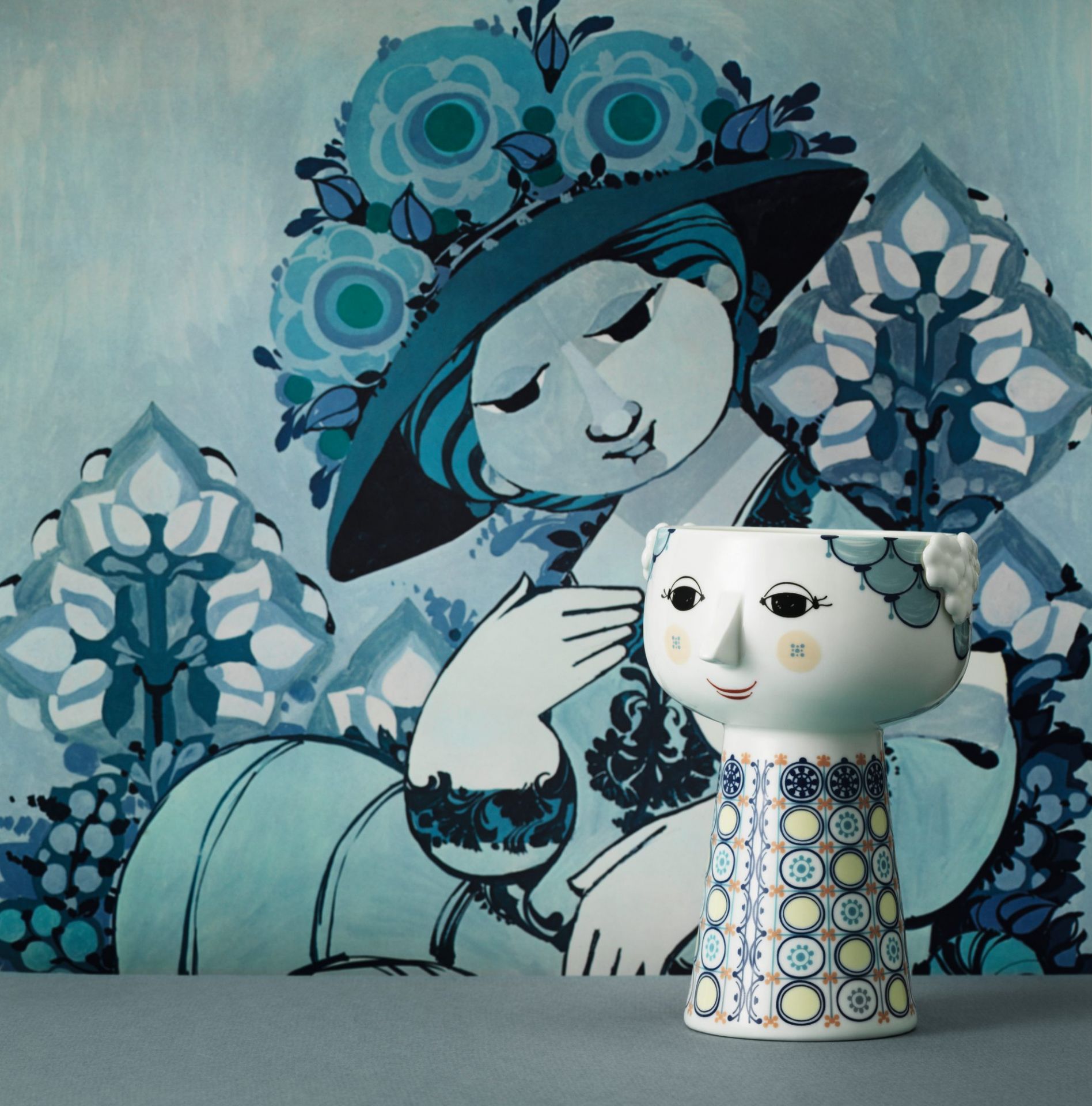 Vase Eva blau 18,5 cm Bjorn Wiinblad EINZELSTÜCK