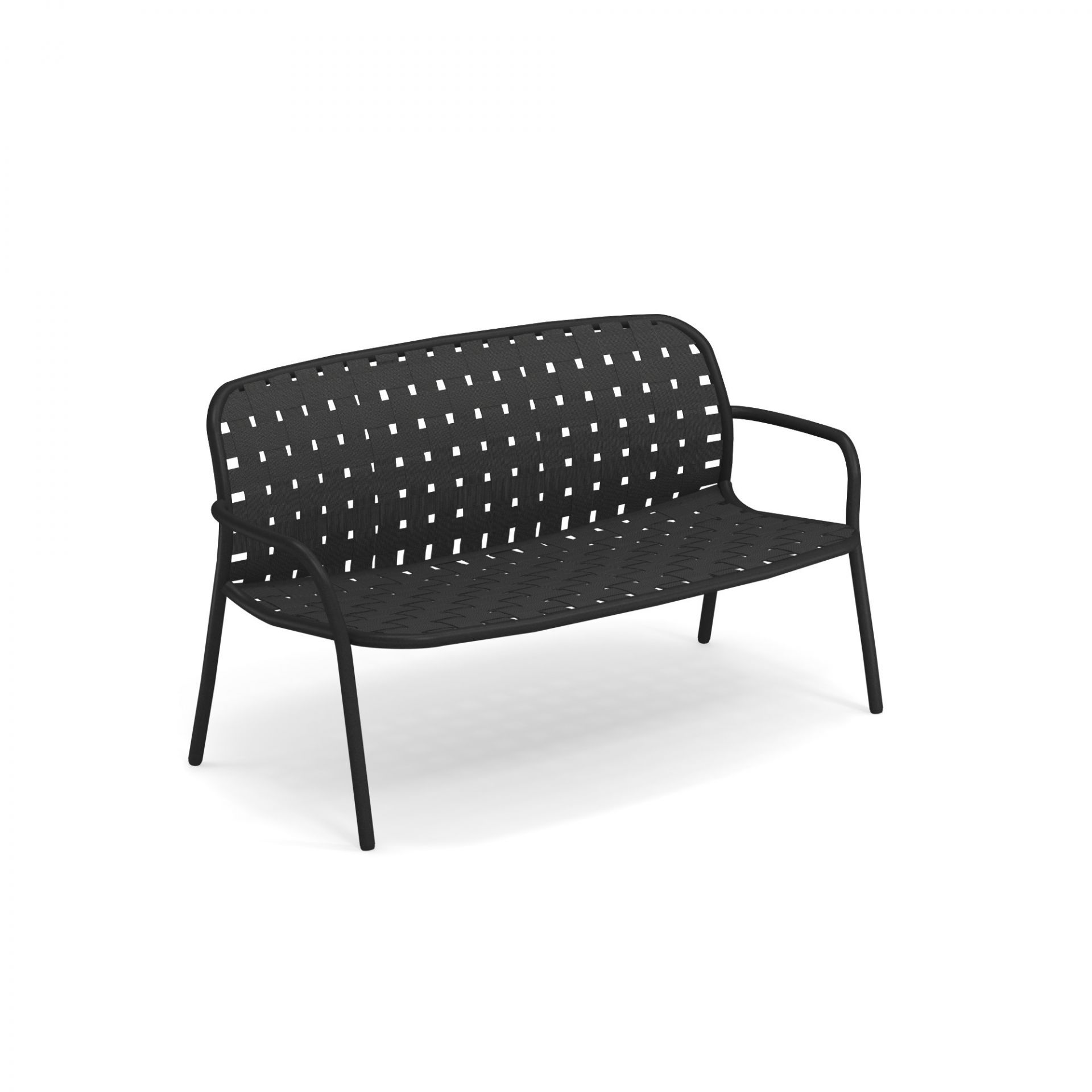 Yard Sofa 2-Sitzer Bank von emu in Schwarz-Grauschwarz, moderne Gartenbank für zwei Personen.