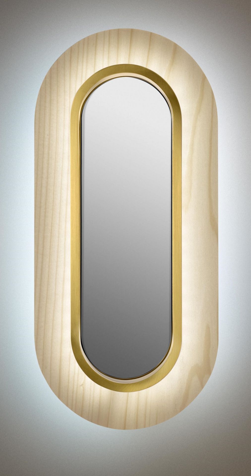 Lens LED Wandleuchte oval Metallring in Gold LZF Lamps