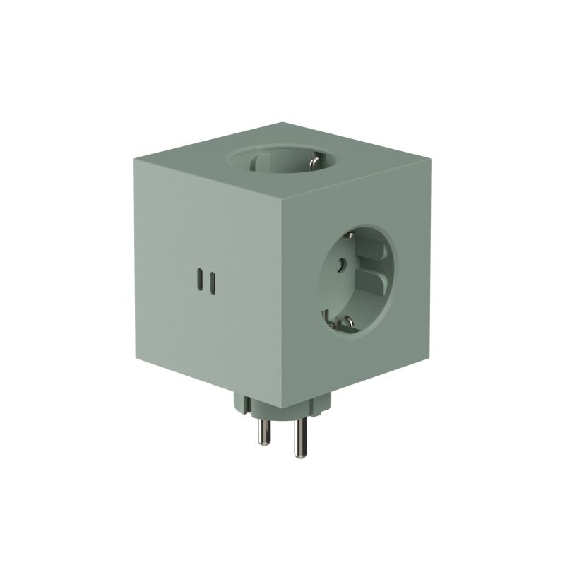 Square 2 - Avolt Steckdosenwürfel mit USB-C Eiche grün dfp Design