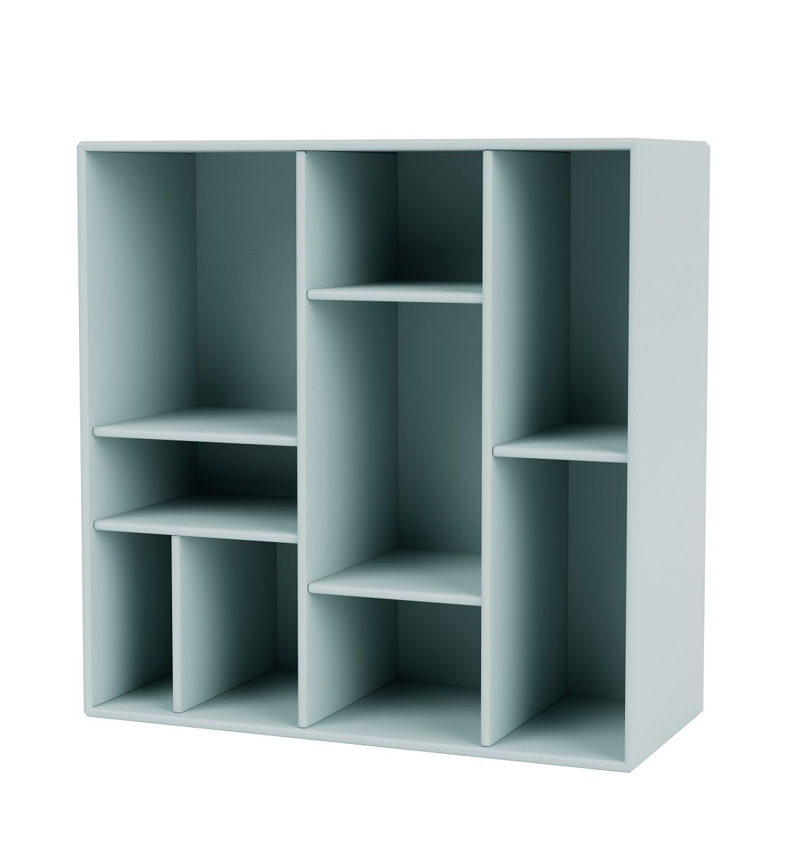 Helles, blaues Montana Compile Wandregal mit Fächern, ideal zur Aufbewahrung und als Bücherregal.