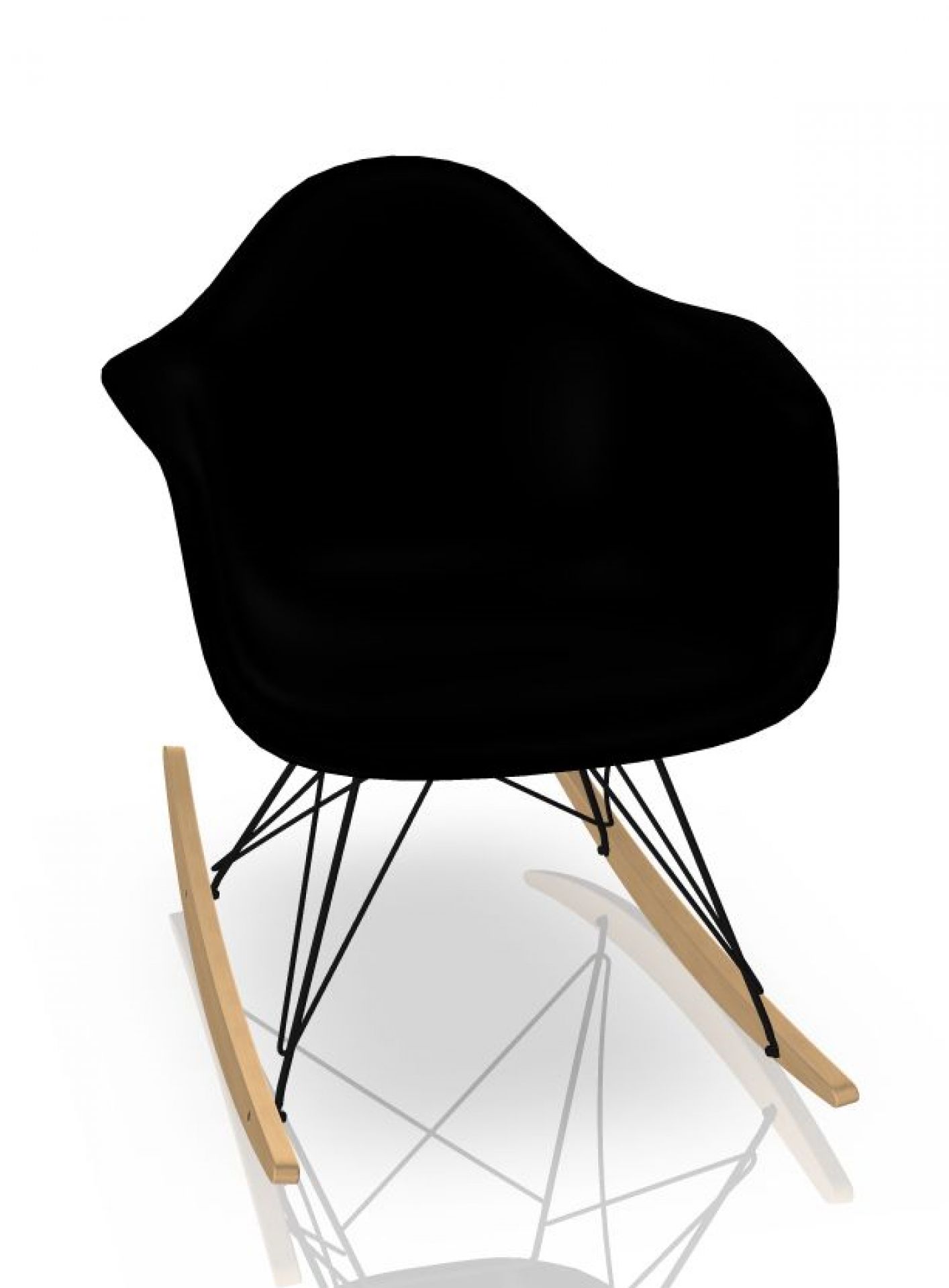 Eames Plastic Arm Rocking Chair RAR Schaukelstuhl Vitra Ahorn gelblich - Schwarz - Tiefschwarz