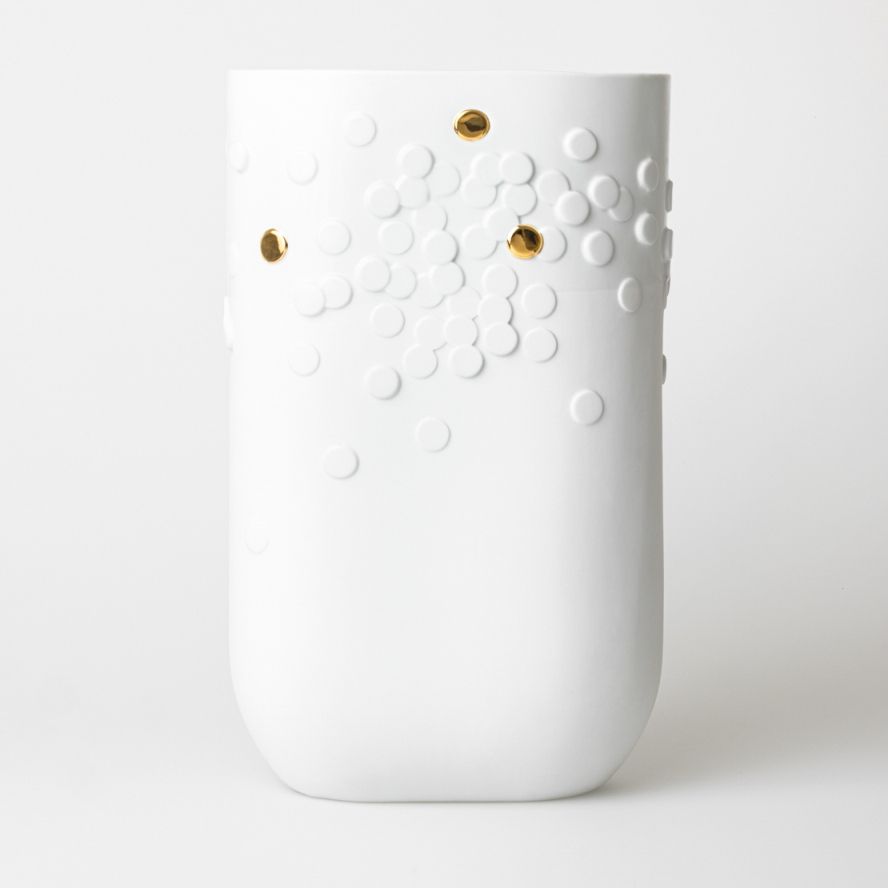 Goldener Punkt Vase Bodenvase Räder 