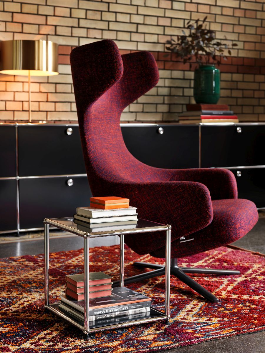 USM Haller Beistellmöbel M21 offen schmal QUICK SHIP Enzianblau