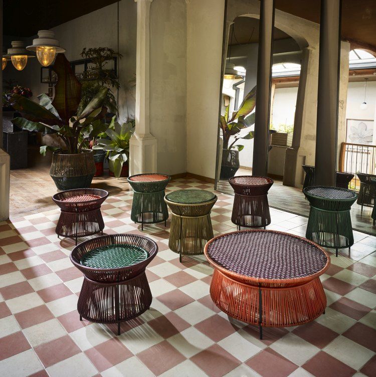 Caribe Chic Low Side Table Beistelltisch Outdoor Kupfer / Schwarzrot / Schwarz ames EINZELSTÜCK