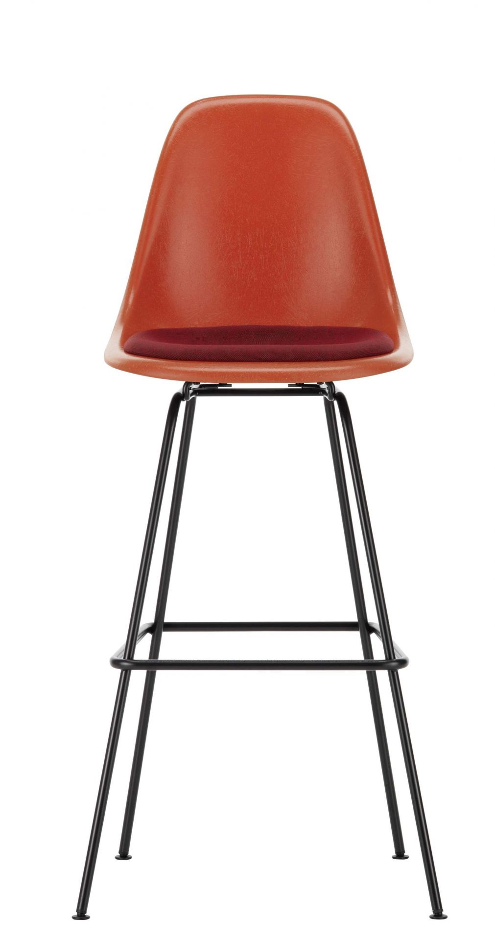 Eames Fiberglass Bar Stool High Barhocker mit Sitzpolster Vitra