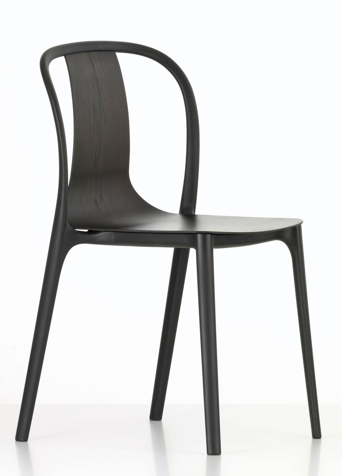 Belleville Armchair Wood Stuhl GESTELL TIEFSCHWARZ / SITZSCHALE EICHE DUNKEL Vitra MÄNGELEXEMPLAR