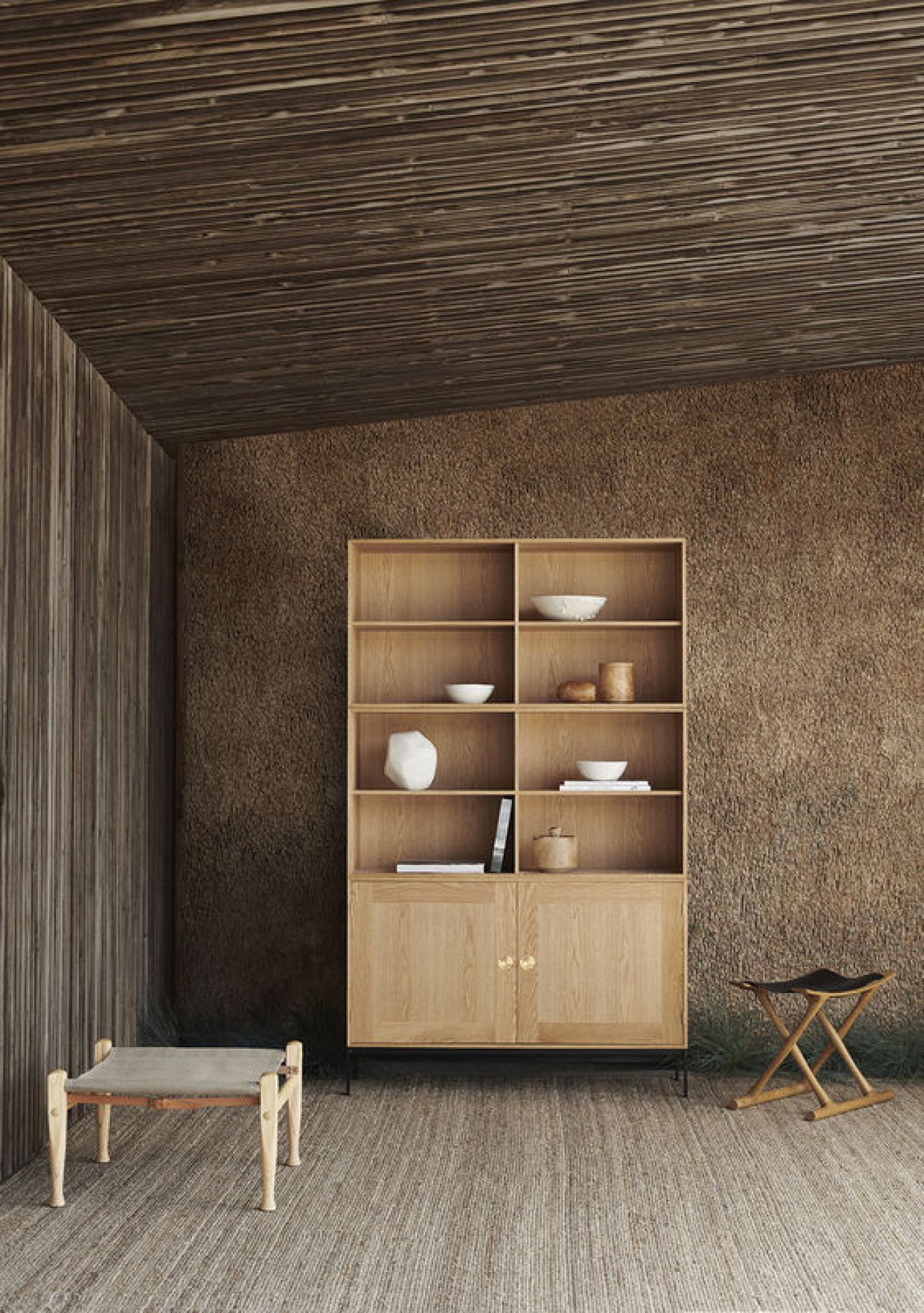 FK63 Bücherregal System Horizontal 36 cm mit Türen Carl Hansen & Søn