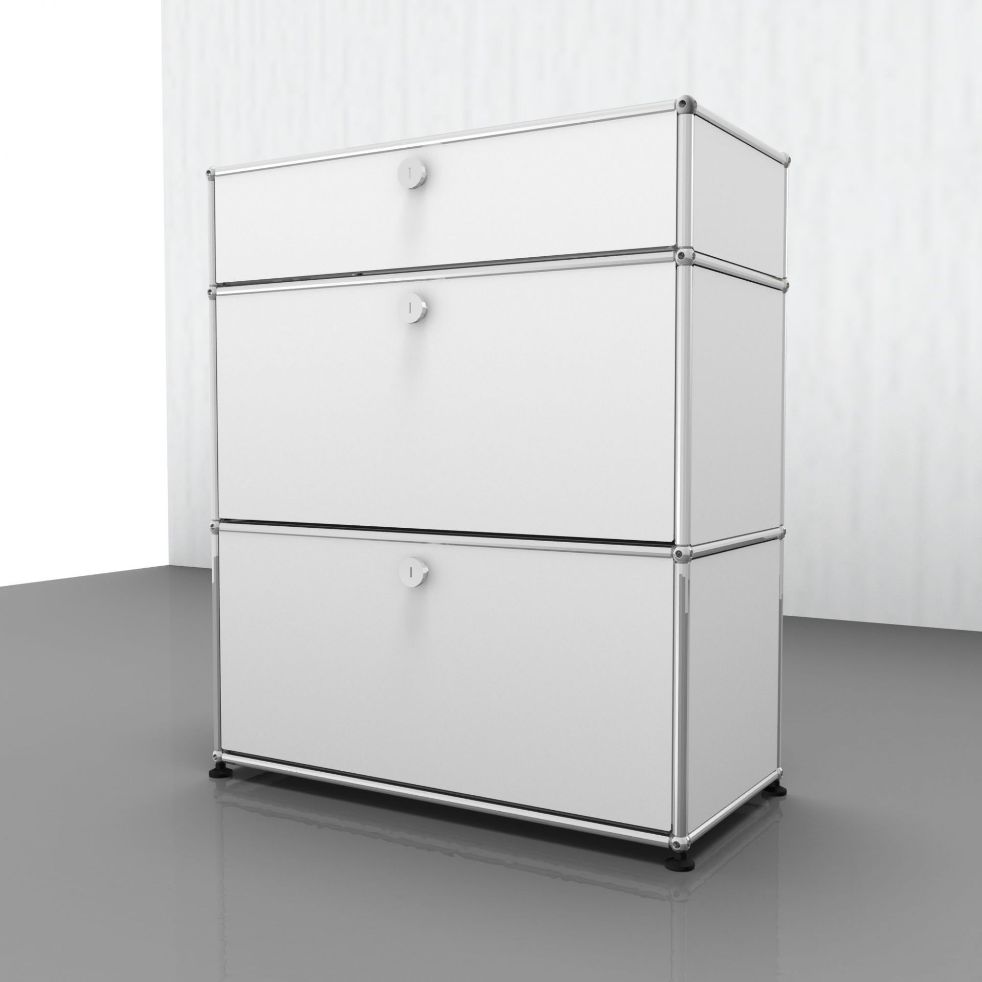 USM Haller Highboard mit 2 Klappen – QUICK SHIP - rubinrot