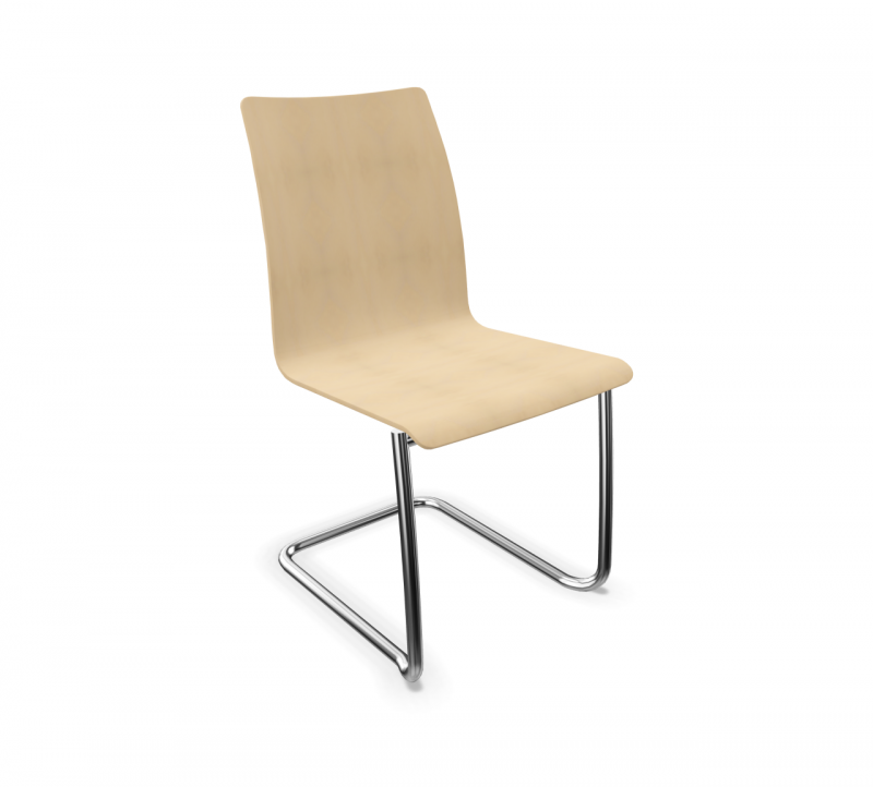 Fox Freischwinger von Brunner, stapelbarer Stuhl mit beiger Sitzschale und verchromtem Gestell.