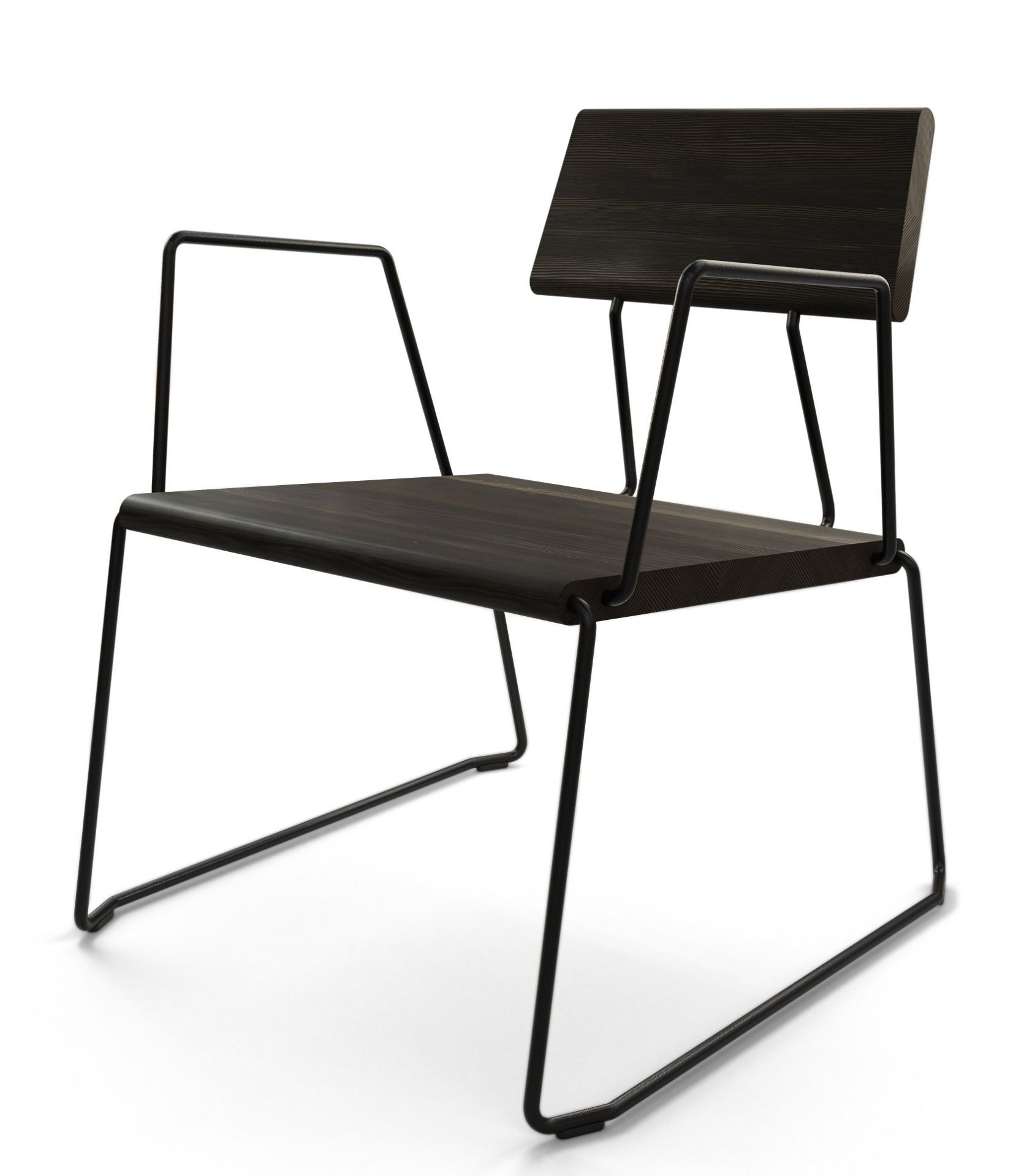 D:008 Loungechair mit Armlehnen Kohleschwarz Fuchs & Habicht
