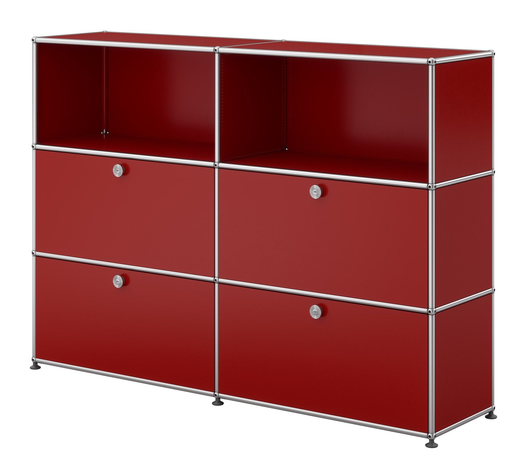 USM Haller Sideboard / Highboard mit 4 Klappen – QUICK SHIP rubinrot