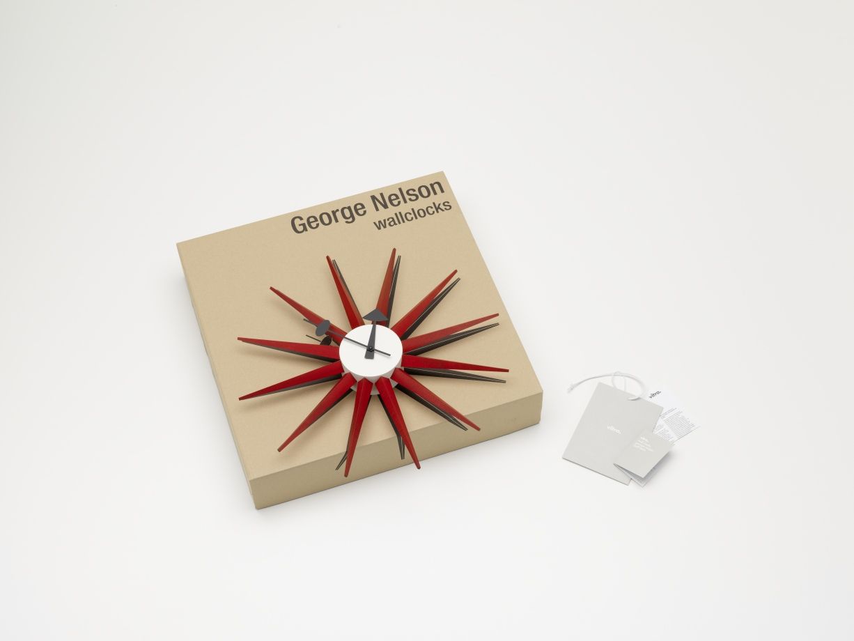 Sunburst Clock Wanduhr - rot Vitra