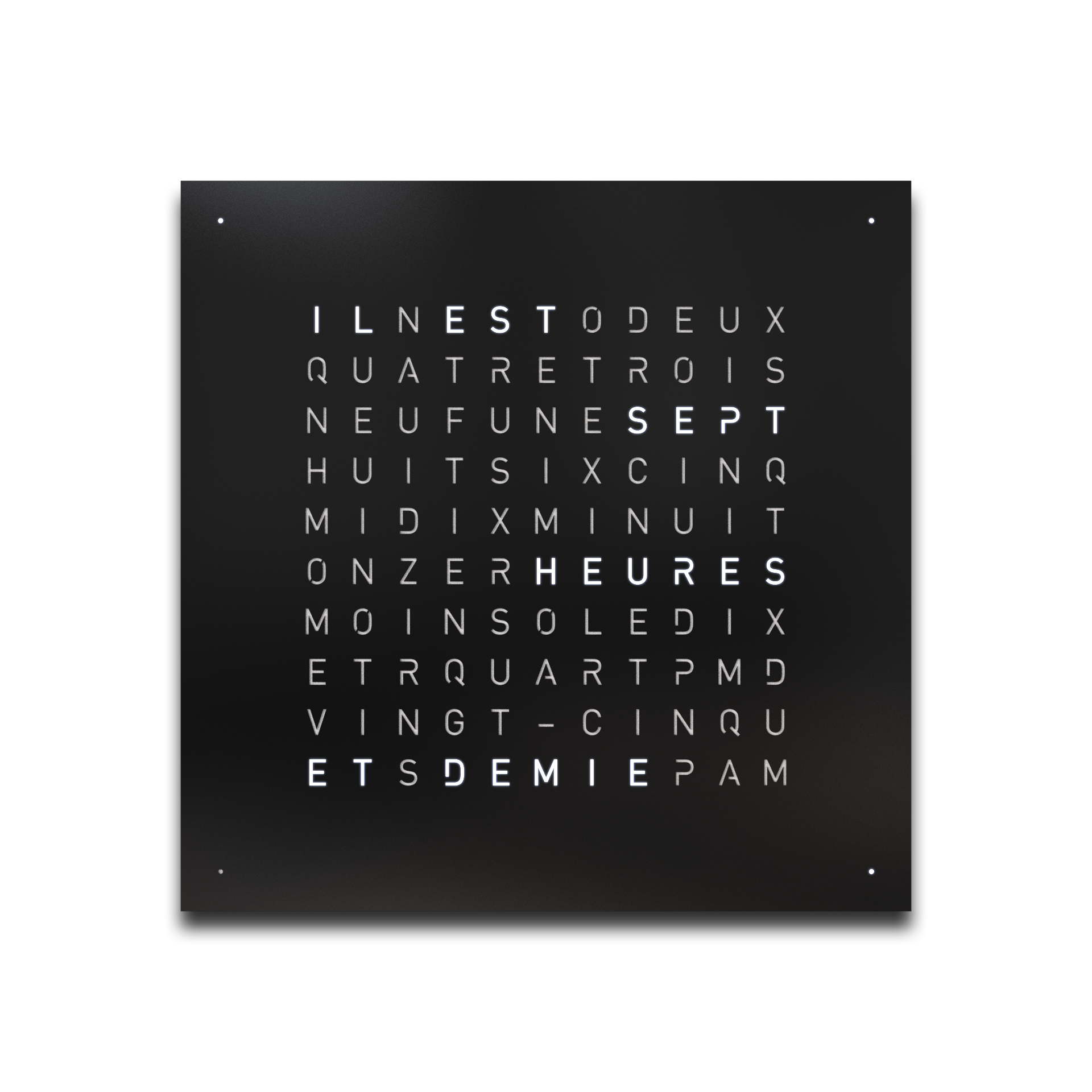 Frontcover für Earth 45 Wanduhr / Zeitobjekt Französisch QLOCKTWO