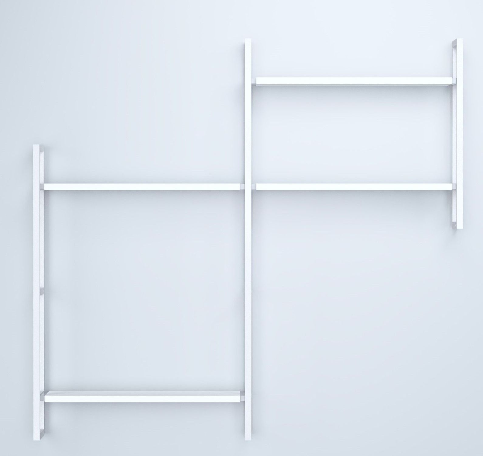 Weißes Wandregal Grundmodul D Oncono, minimalistisches Design für moderne Wohnraumgestaltung, flexible Regalsysteme.