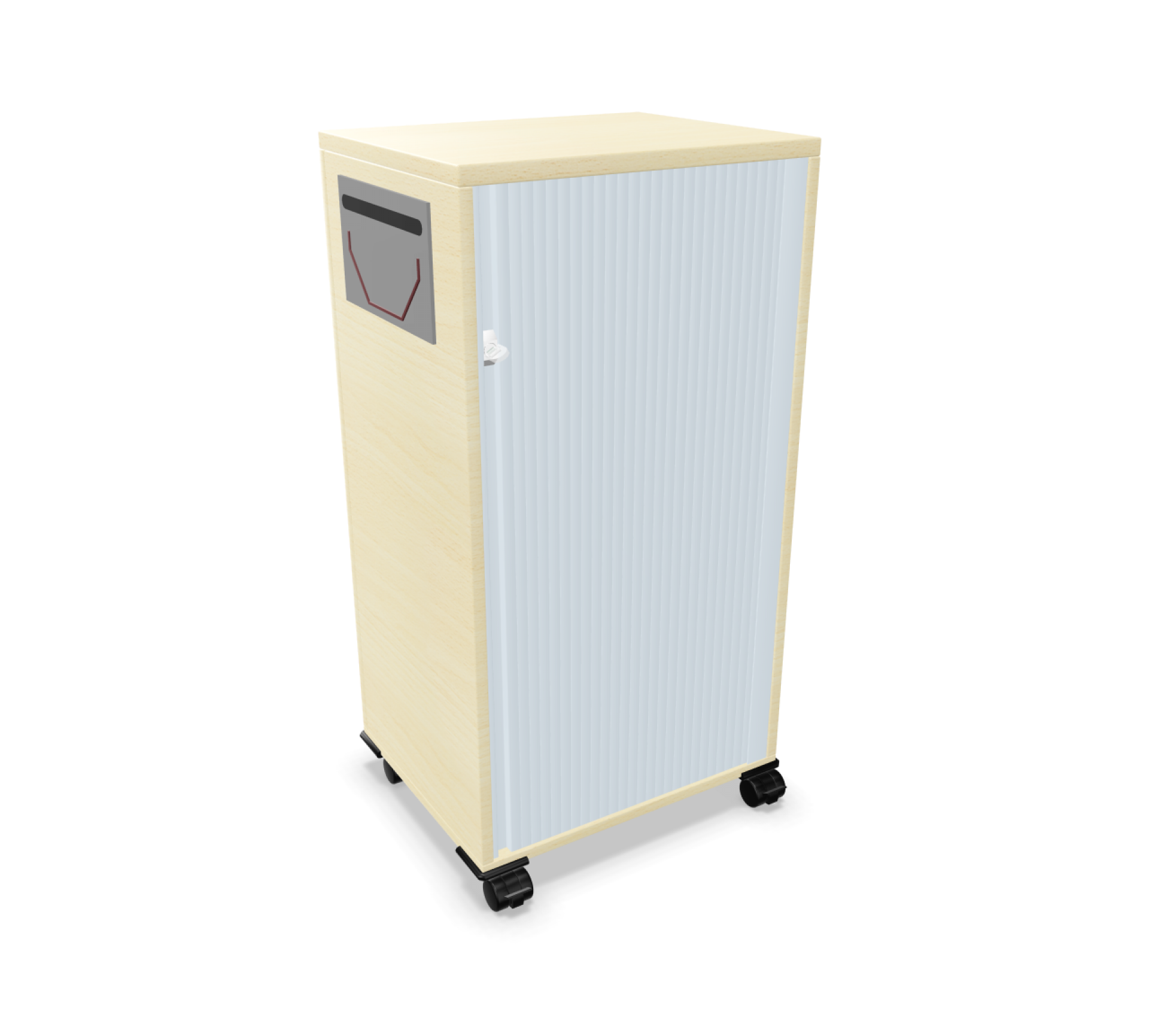 Orga Plus Mobilcontainer von Palmberg: Büromöbel Rollcontainer mit Jalousie und Briefeinwurf, helle Holzoptik.