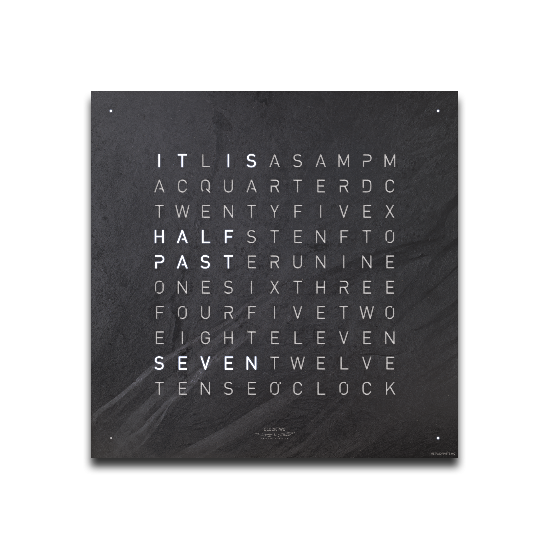 Frontcover für Earth 45 Wanduhr / Zeitobjekt Englisch QLOCKTWO