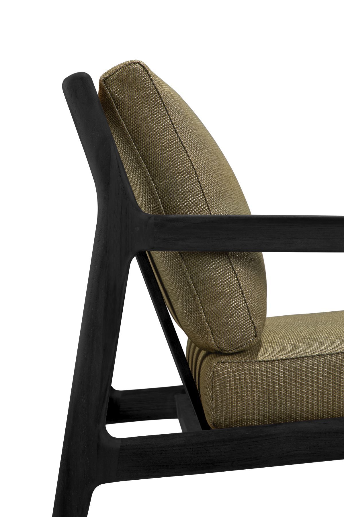 Jack Outdoor Loungesessel Teak Schwarz lackiert grüner Stoff Ethnicraft